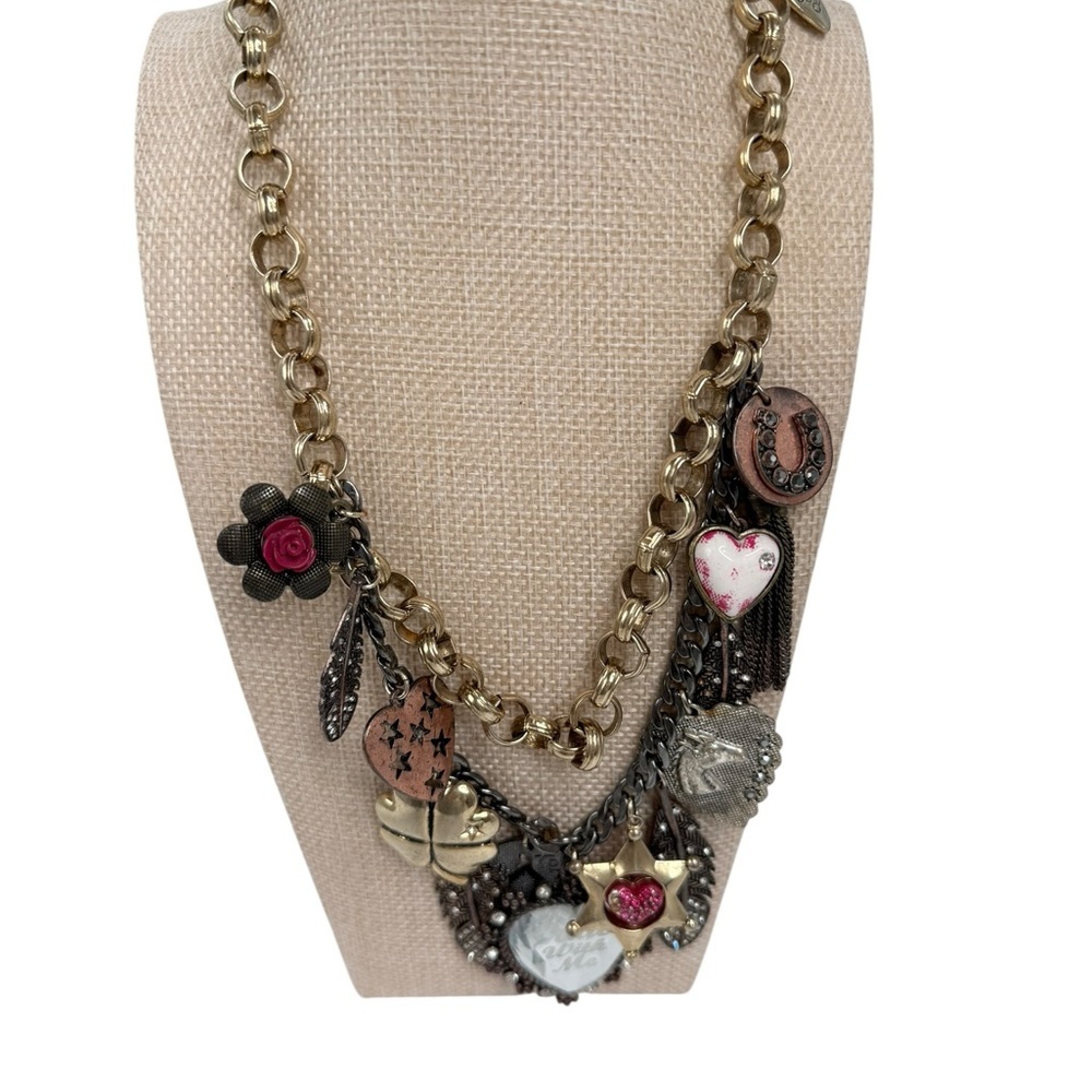 Betsey Johnson Lady Luck "Ride With Me" necklace features western-themed charms
